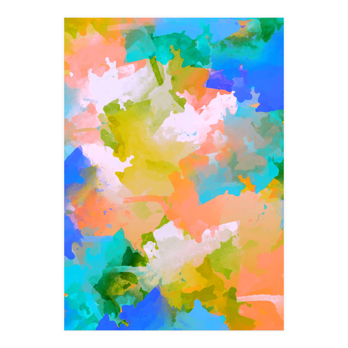 The Power Of Faith, Abstract Watercolor Painting, Pastel Bohemian Colorful Eclectic, Blush Sky 70s Playful (Print Only)