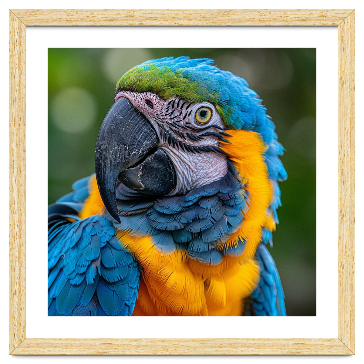 Close Up Blue And Yellow Macaw Parrot Face