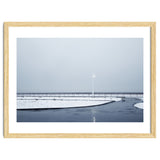 Street light turned on the winter snow street thumbnail
