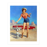 Pinup Cowgirl Showing A New Dog Trick (Print Only) thumbnail