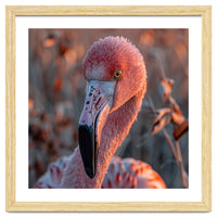 Close Up Of A Pink Flamingo Head In Sunlight