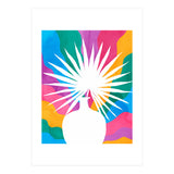 Fan Palm, Tropical Nature Botanical Colorful Watercolor, Abstract Jungle Rainbow Boho, Eclectic Plants Contemporary Modern (Print Only) thumbnail