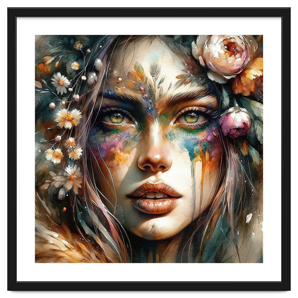 Floral Forest Druid Woman Portrait