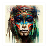 Turquoise Warrior Woman Portrait (Print Only)