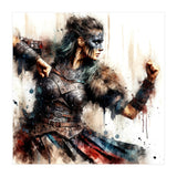 Viking Warrior Woman Watercolor Portrait (Print Only) thumbnail