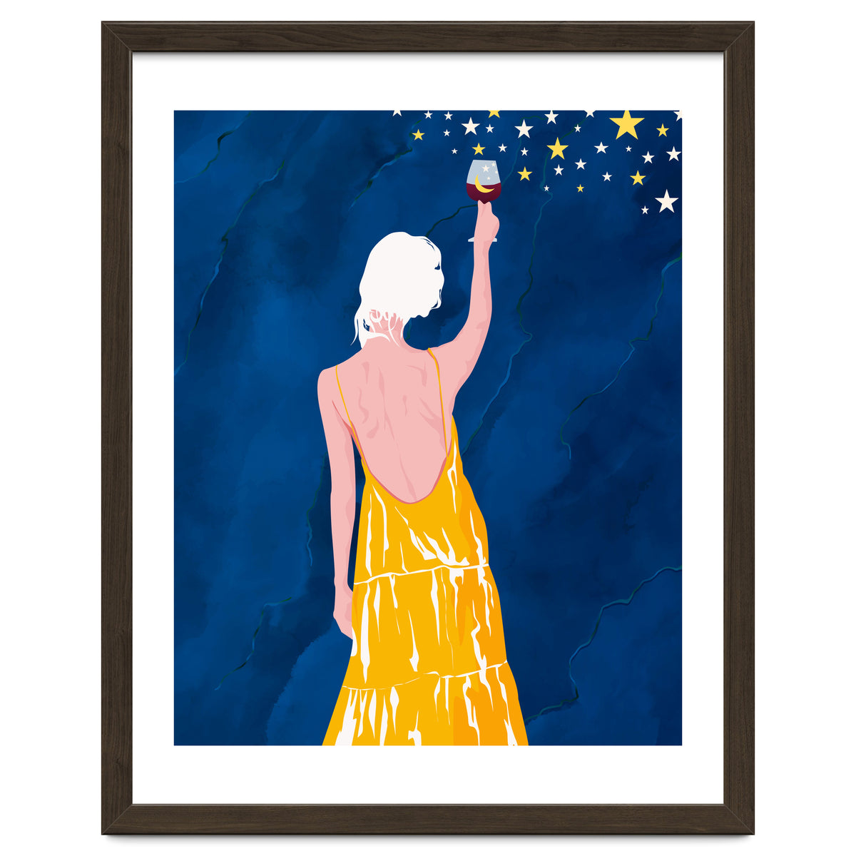 Pour Me Some Magic, Moon Stars Night Sky, Bohemian Woman Positivity Hope Miracle, Wine Holidays New Years Eclectic Gifts