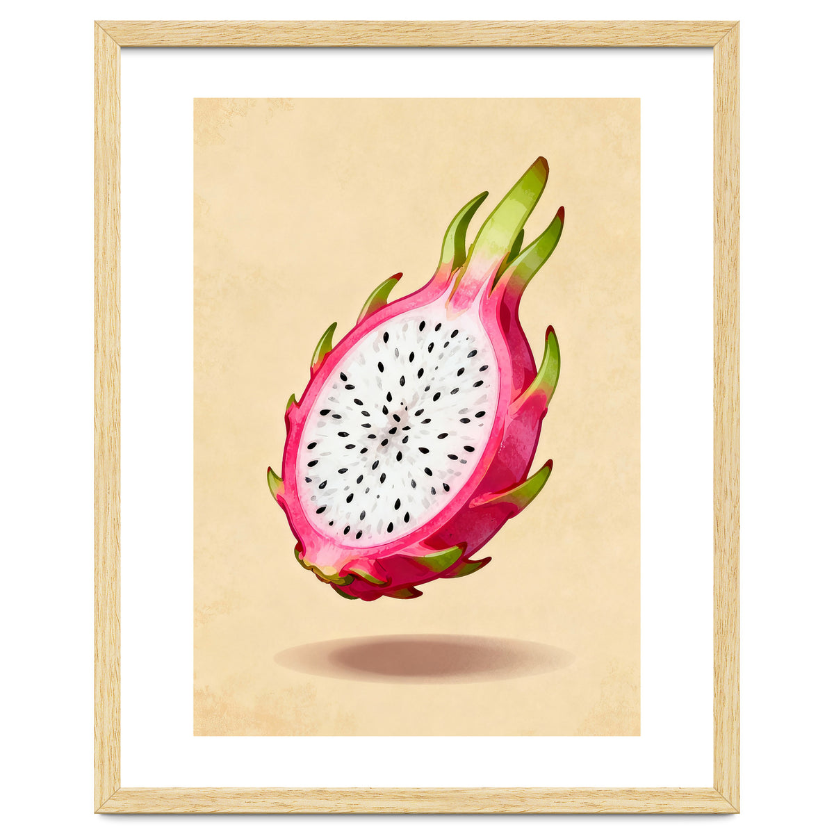 Dragonfruit, Watercolor Illustration, Tropical Pink Art