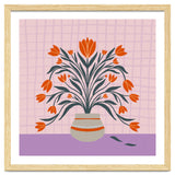 Tulips in a vase - orange and violet thumbnail