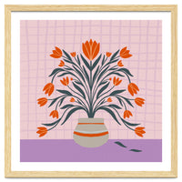 Tulips in a vase - orange and violet