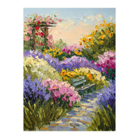 Serene Summer Garden Path Oil Painting (Print Only)