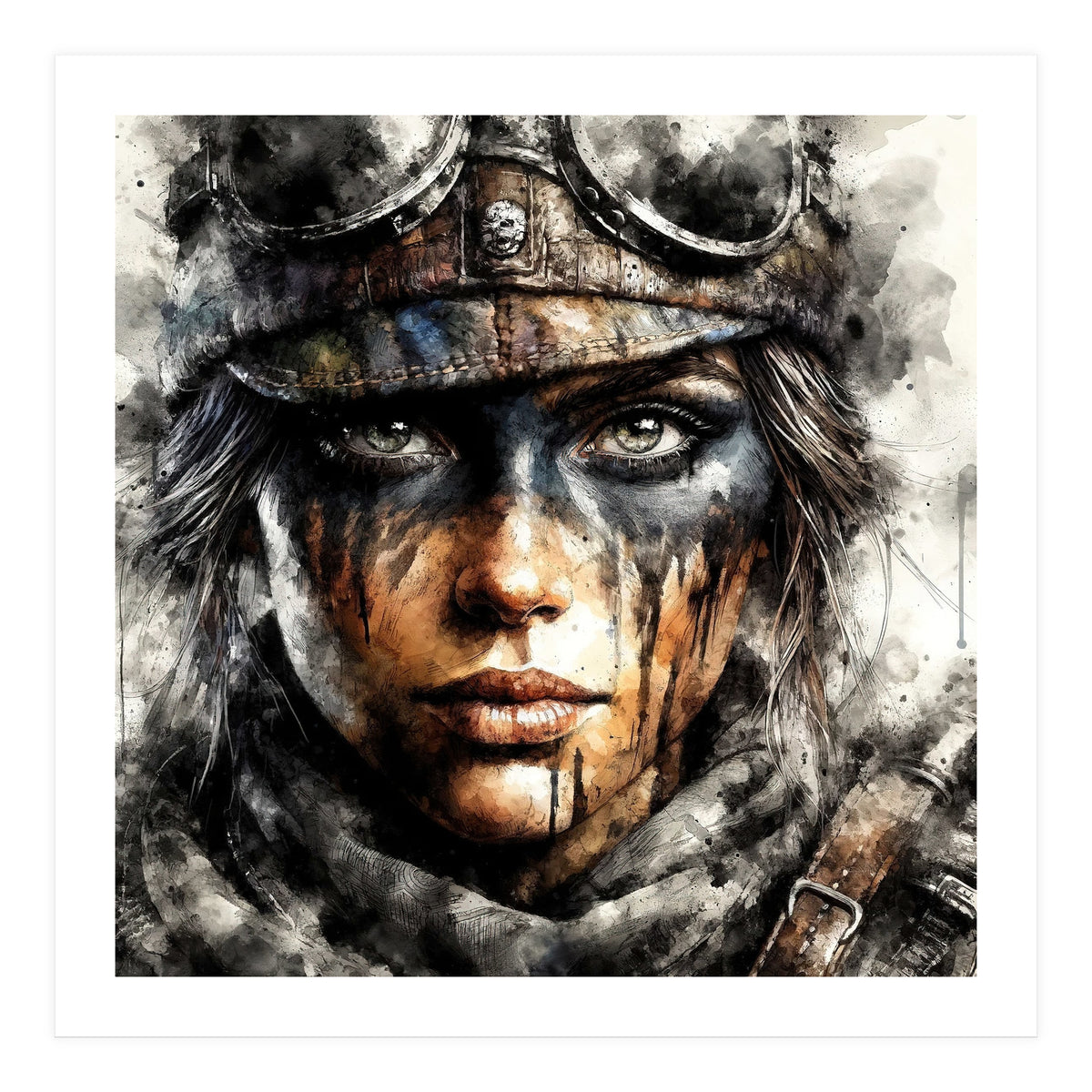 Warrior Woman With Aviator Goggles (Print Only)