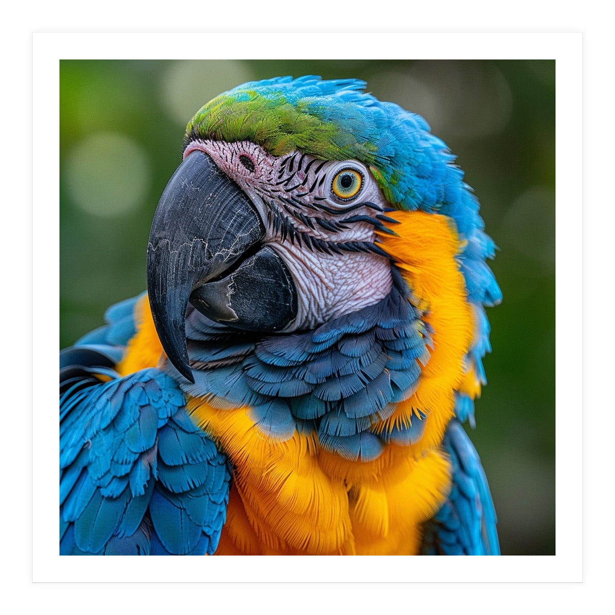 Close Up Blue And Yellow Macaw Parrot Face (Print Only)