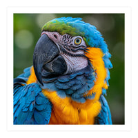 Close Up Blue And Yellow Macaw Parrot Face (Print Only)