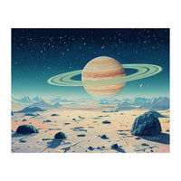 Alien Horizon: Saturn-Inspired Planetary Landscape (Print Only)
