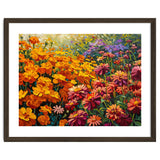 Radiant Summer Zinnia and Marigold Meadow Oil Painting thumbnail