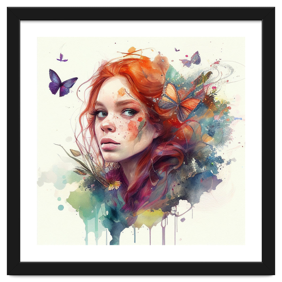 Red Hair Butterfly Glance