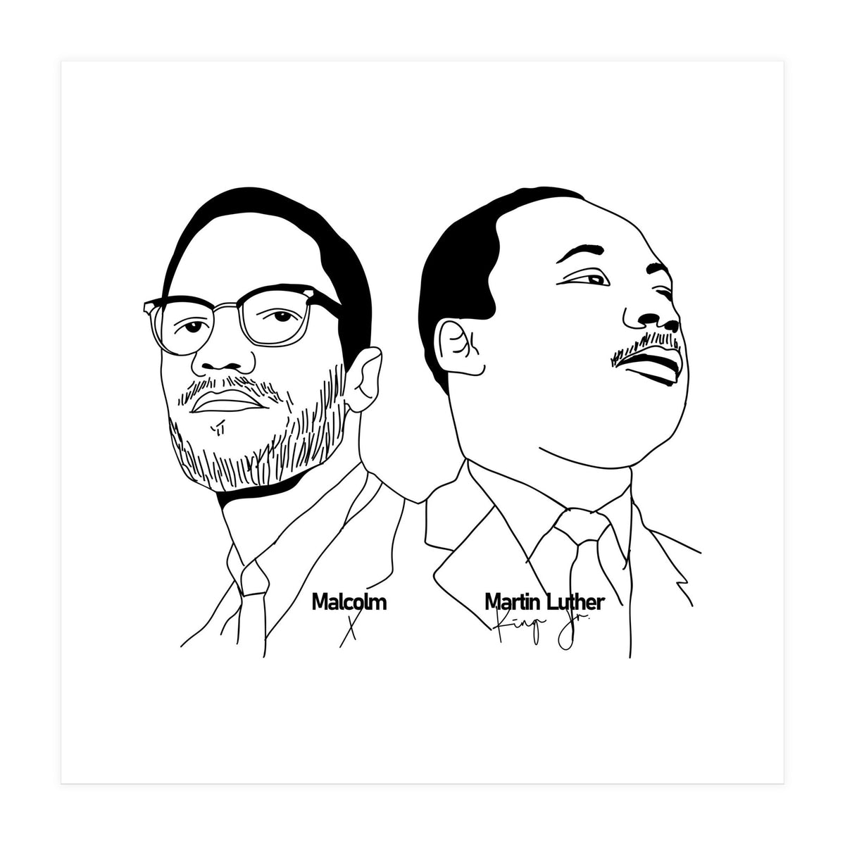Martin Luther King Jr and Malcolm X (Print Only)