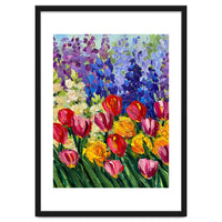 Vibrant Summer Tulip Garden Oil Painting