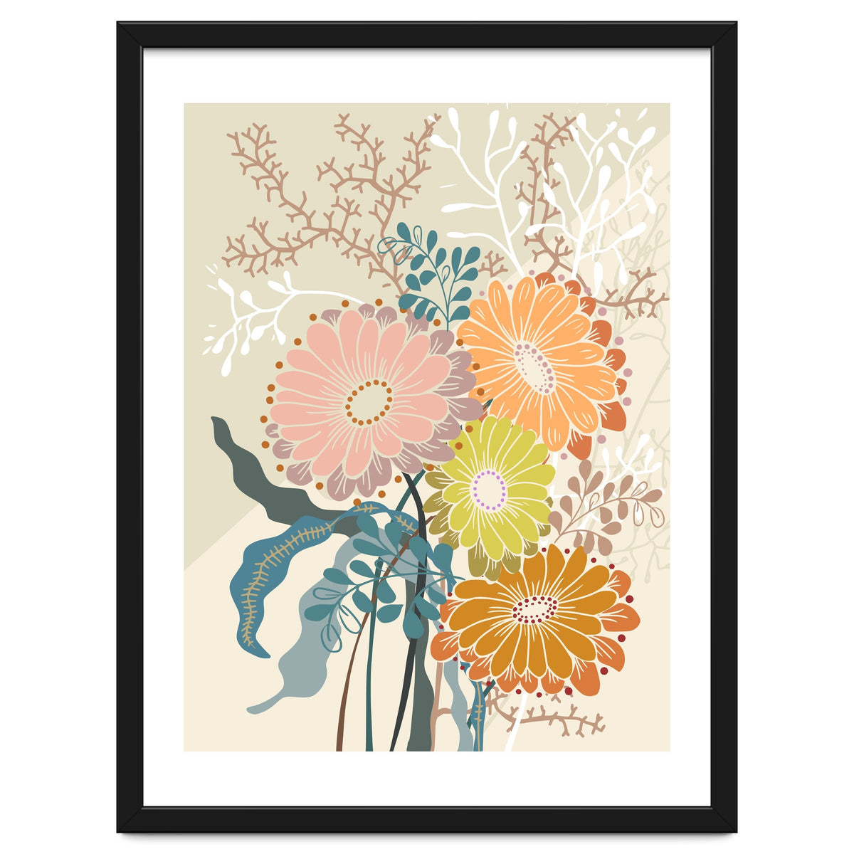 Springtime Daisies Earthy Tones