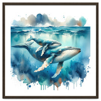 Mother And Calf Whales Watercolor