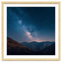 Majestic Milky Way Galaxy over Serene Mountain Range Night Landscape Illustration