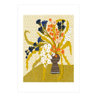 Floral Contemporary Still Life Mustard Yellow (Print Only)