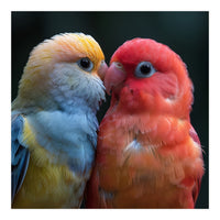 Two Lovebirds Nuzzling Close Up Portrait (Print Only)