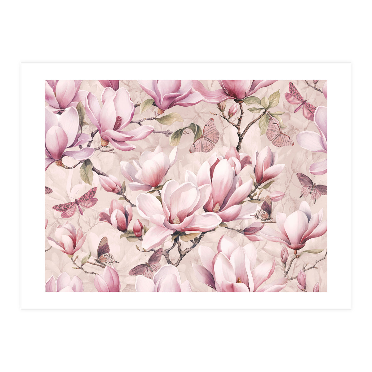 Magnolia And Butterfly (Print Only)