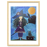 Cassandra, the Little Witch, with Merlin, the cat, and Circe, the Raven thumbnail