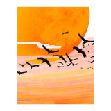 Time Flies, Birds Wildlife Fly Freedom Nature, Sun Sunset Sunrise Positivity Hope Painting, Growth Migrate Gift Animals Blush Sky Bohemian (Print Only) thumbnail