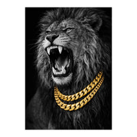 Bejweled hyper-realistic lion photography,diamond fangs portrait (Print Only)