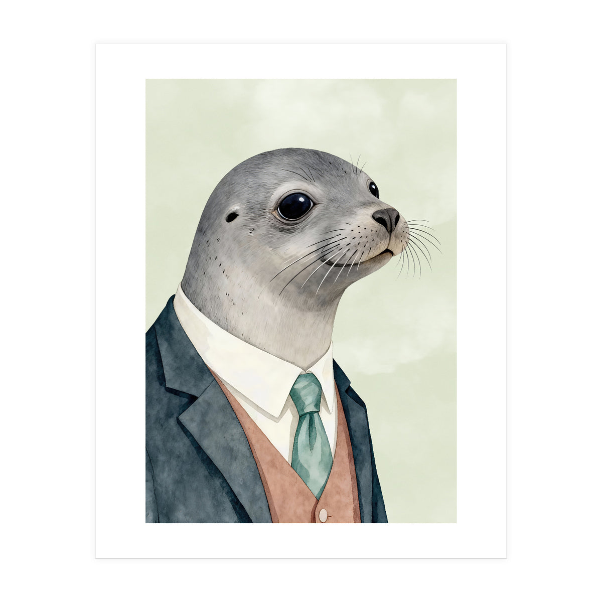 Seal Animal In A Suit  (Print Only)