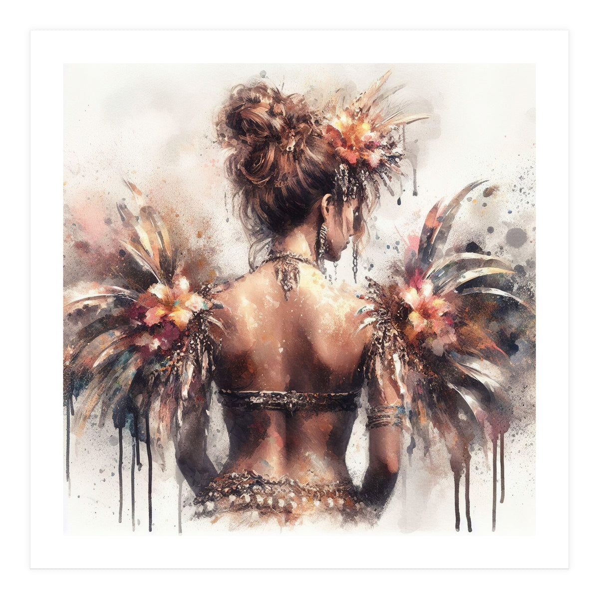 Ornate Floral Back Portrait (Print Only)