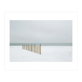 Wood fence in the winter snow beach (Print Only) thumbnail