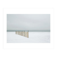 Wood fence in the winter snow beach (Print Only)
