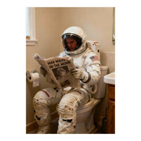 Retro AstronautReading Newspaper, Toilet Humor, Astronaut on Toilet (Print Only)