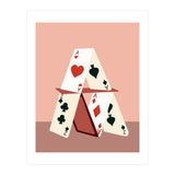 A House Made Of Cards, Relationship Concept Painting, Illustration Playing Cards, Spade Heart Eclectic Bohemian Contemporary (Print Only) thumbnail