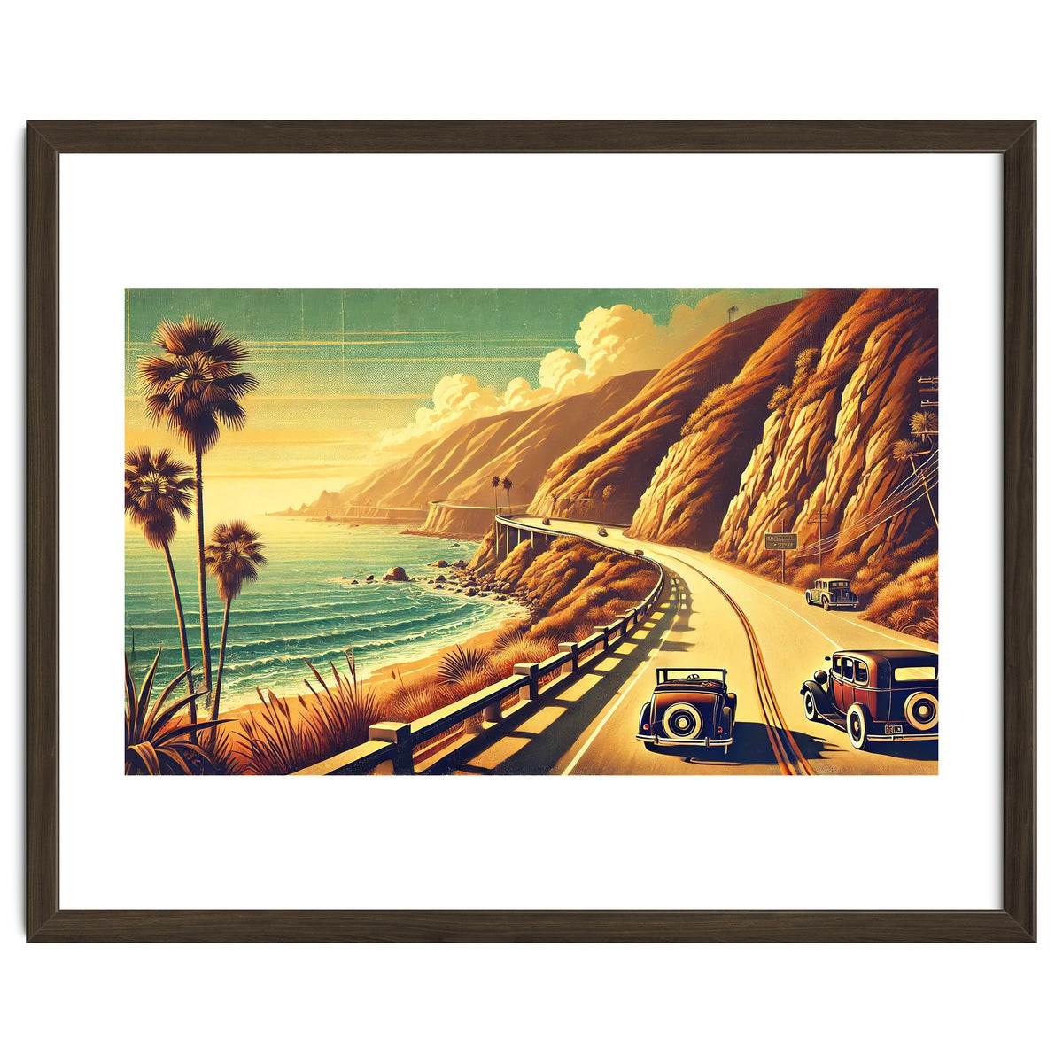 Vintage Coastal Road Journey Poster