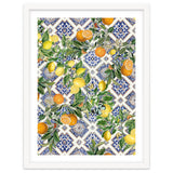 Blue Mediterranean tiles, lemons and oranges fruit thumbnail