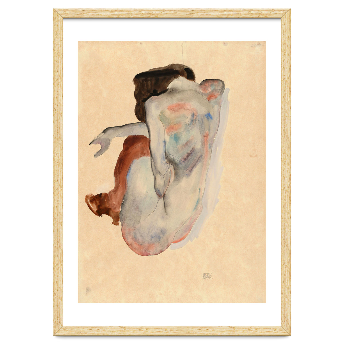 Crouching Nude in Shoes and Black Stockings, Back View.