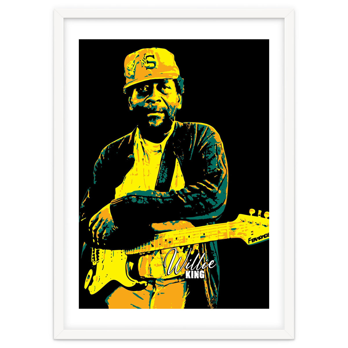 Willie King American Blues Guitarist in Pop Art