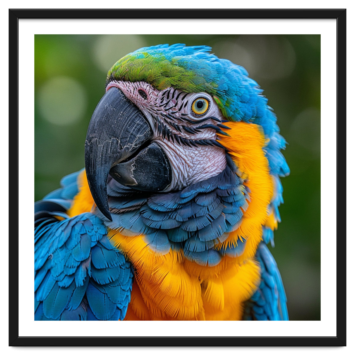 Close Up Blue And Yellow Macaw Parrot Face