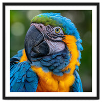 Close Up Blue And Yellow Macaw Parrot Face