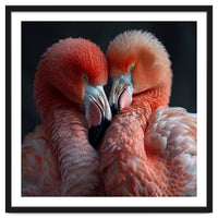 Two Flamingos Together Showing Affection