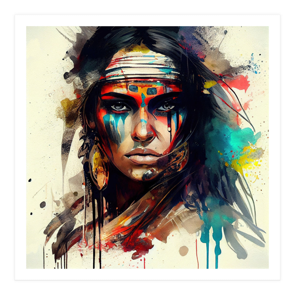 Powerful American Native Woman #2 (Print Only)