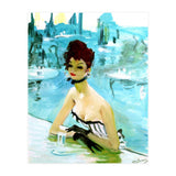 Pinup Girl In Cafe, Watercolor Painting (Print Only) thumbnail