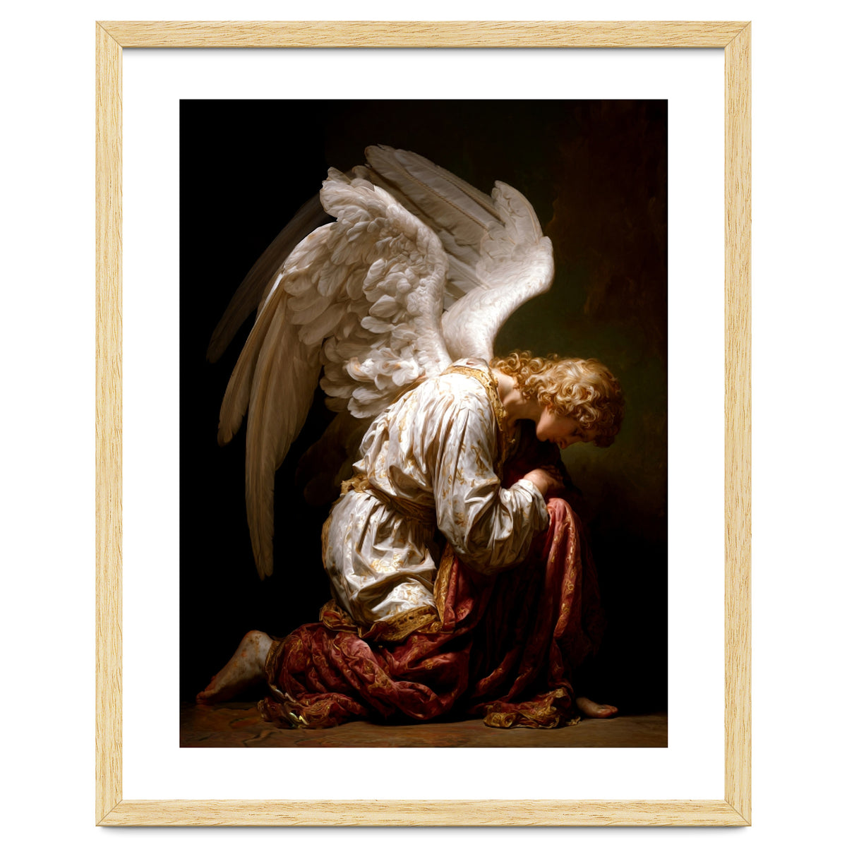 Kneeling Down Angel Renaissance inspired Religious Art
