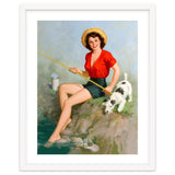 Pinup Girl Fishing With Her Dog thumbnail