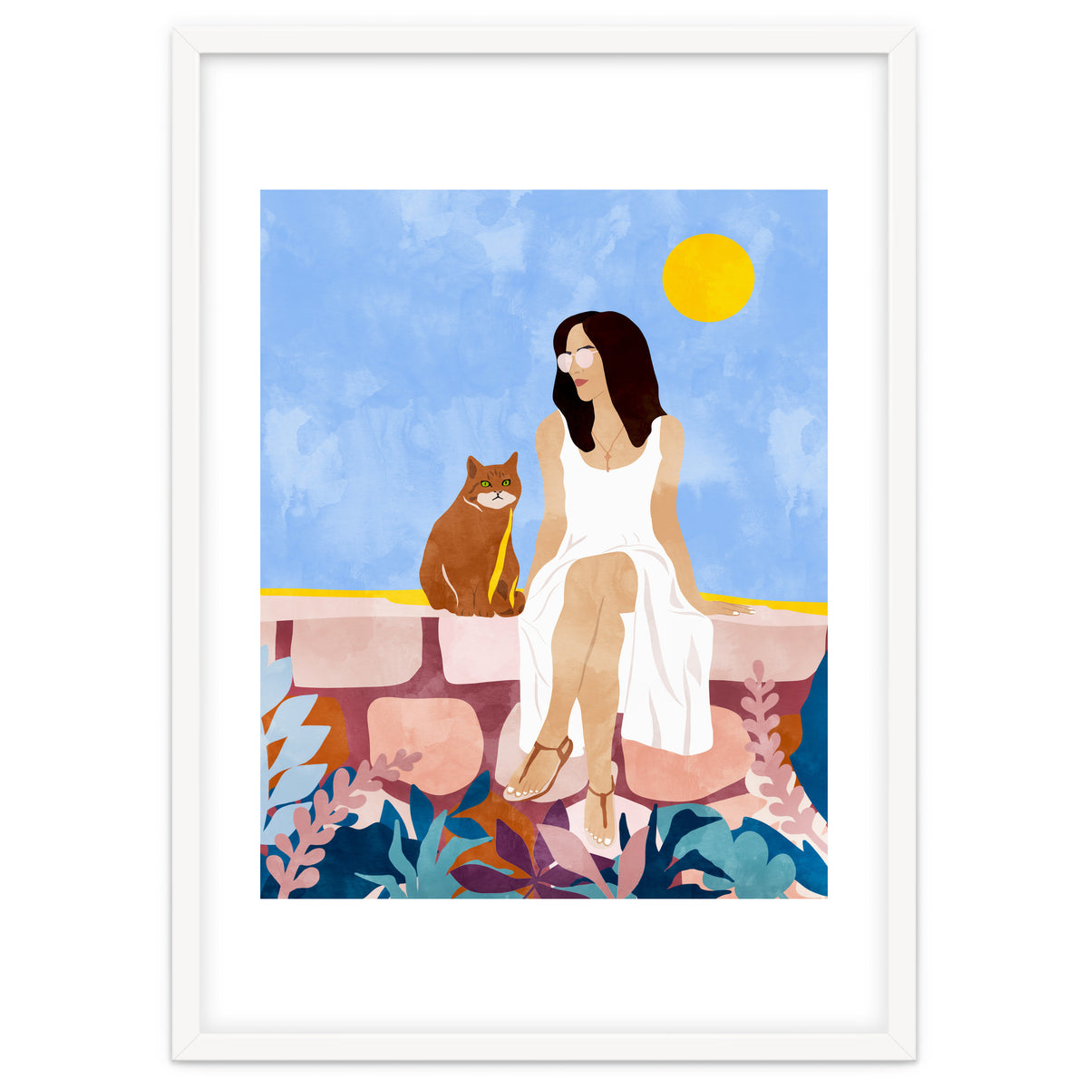 Butterscotch, Cats Pets Cat Mom Watercolor Painting, Pet Parent Animals Quirky Bohemian