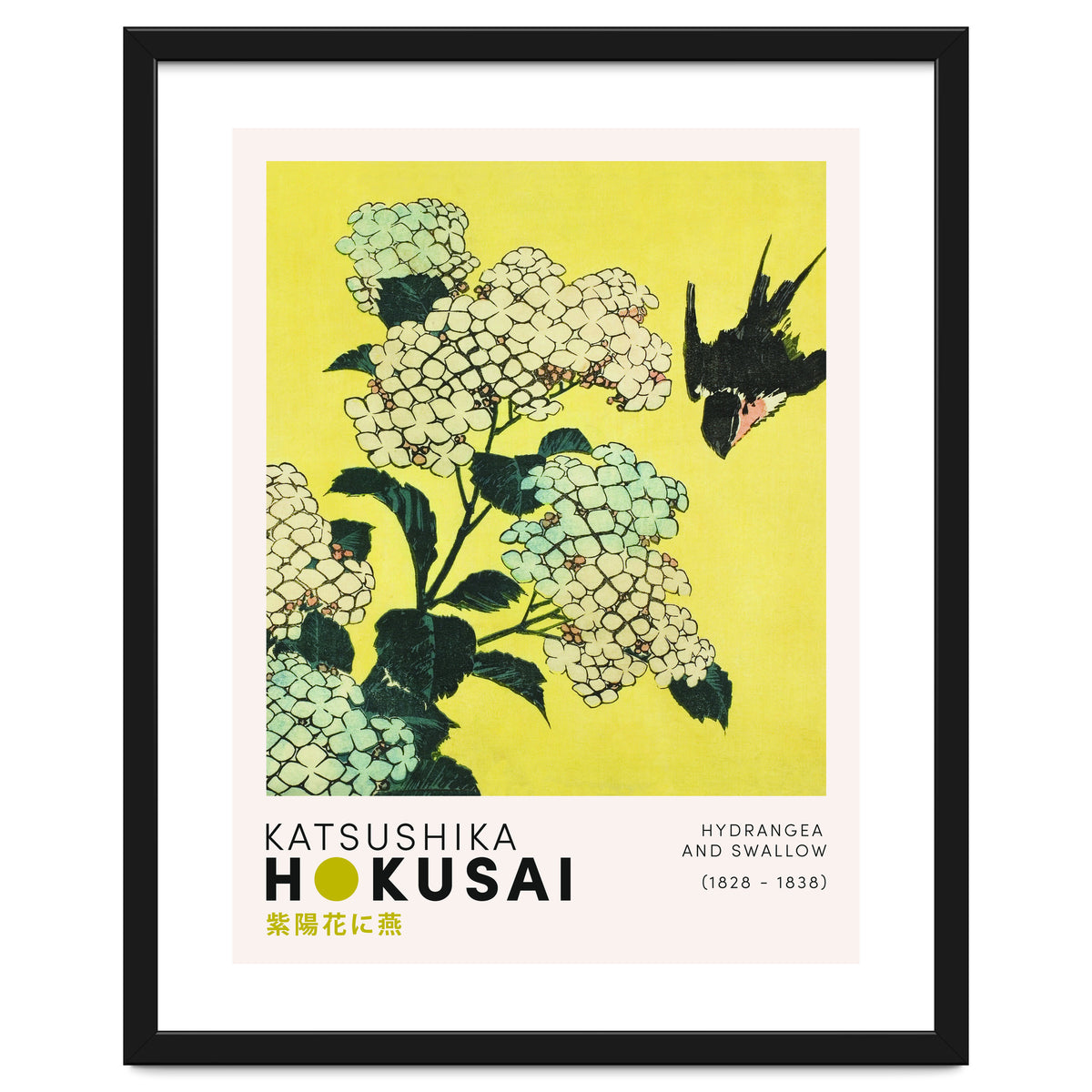 Katsushika Hokusai - Hydrangea and swallow